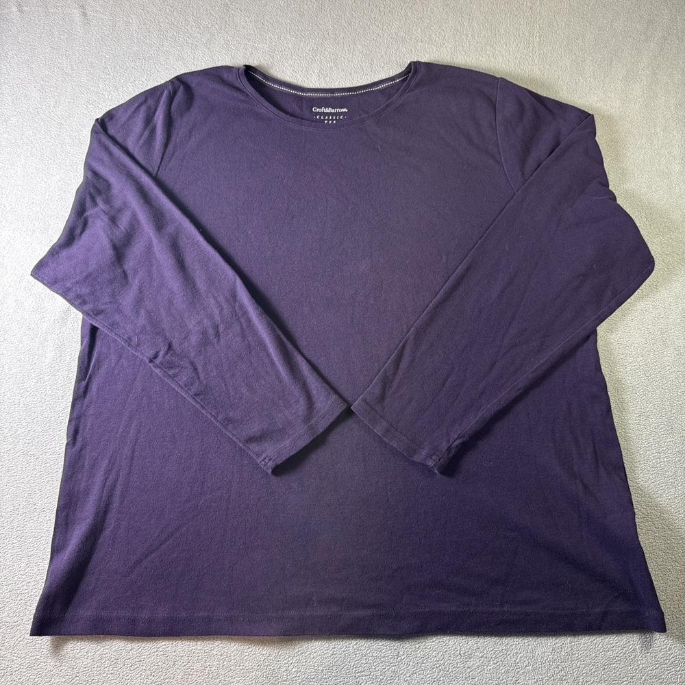 Croft & Barrow Womens Size 1X Purple Long Sleeve Classic Tee Shirt Top